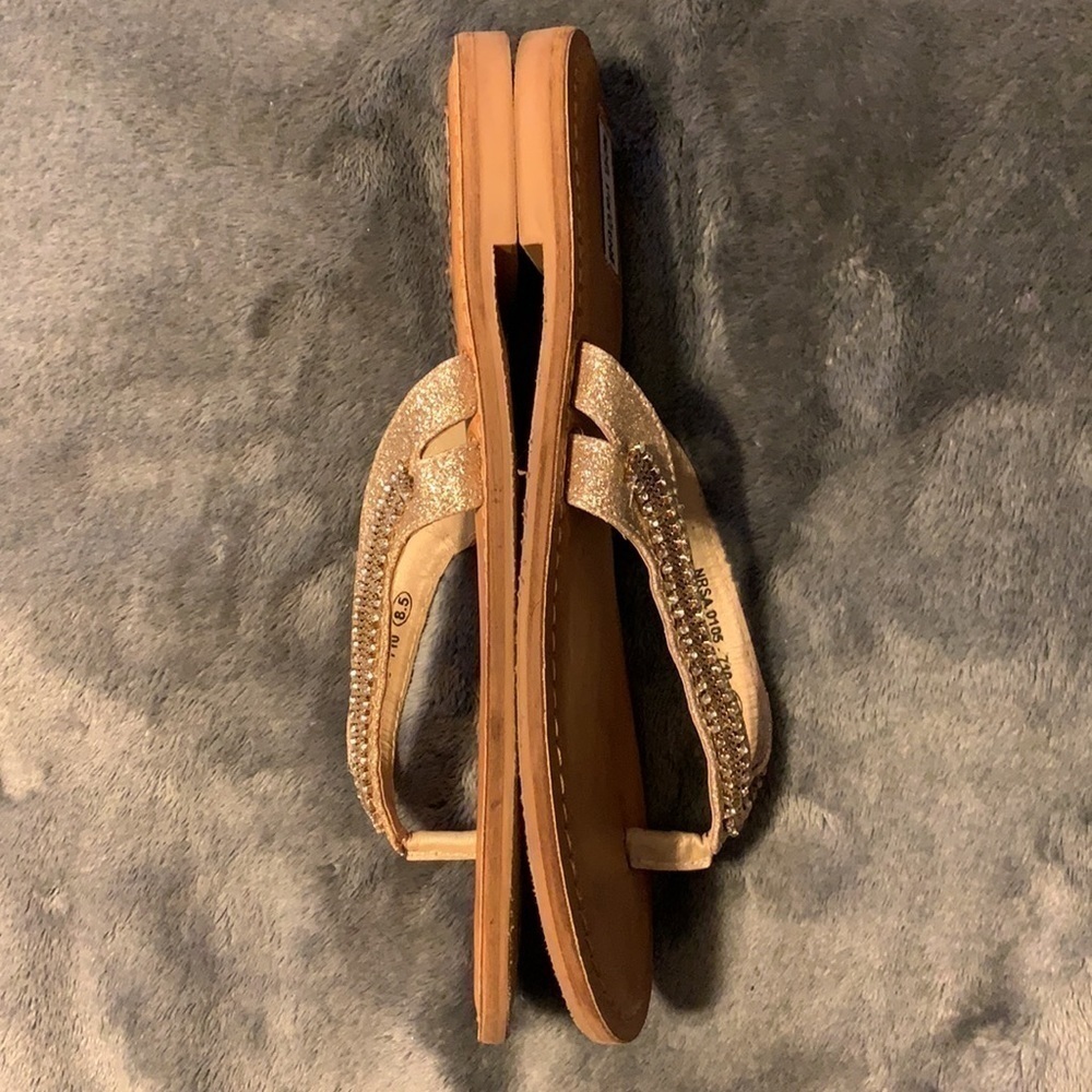 Gold Rhinestone Sandals Size 8.5 - Picture 6 of 8